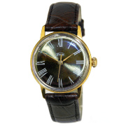 Часы "ЗИМ" золотисто-коричневые с центральной секундной стрелкой в позолоченном корпусе