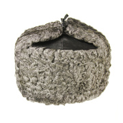 Шапка ушанка темно-серого каракуля с кожаным верхом