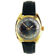 Часы "Полет" СССР с зеленым металлизированным циферблатом в позолоченном корпусе