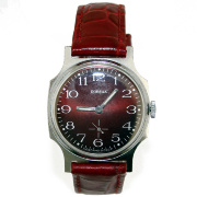 Часы "Победа" СССР хромированные с темно-рубиновым циферблатом