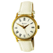 Часы "Ракета" 70-х годов белые в позолоченном корпусе