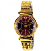 Часы "Победа"СССР малиново-бордовые с оригинальным золотистым браслетом