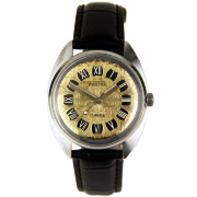 Часы "Восток" хромированные с золотистым циферблатом