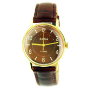 Часы "Заря" СССР янтарно-бордовые противоударные в позолоченном корпусе 