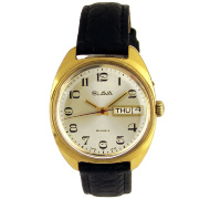 Часы "SLAVA" календарные  со стальным металлизированным циферблатом позолоченные