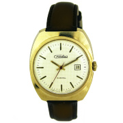 Часы "СЛАВА" противоударные с рифленым циферблатом в крупном позолоченном корпусе