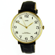 Часы "Заря" в тонком позолочено-вороненом корпусе 