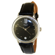 Часы "Полет" черные в круглом хромированном корпусе